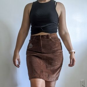 Brown high waisted corduroy skirt